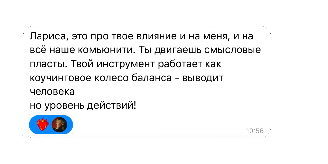 Сообщение Дмитрия с отзывом о работе Ларисы